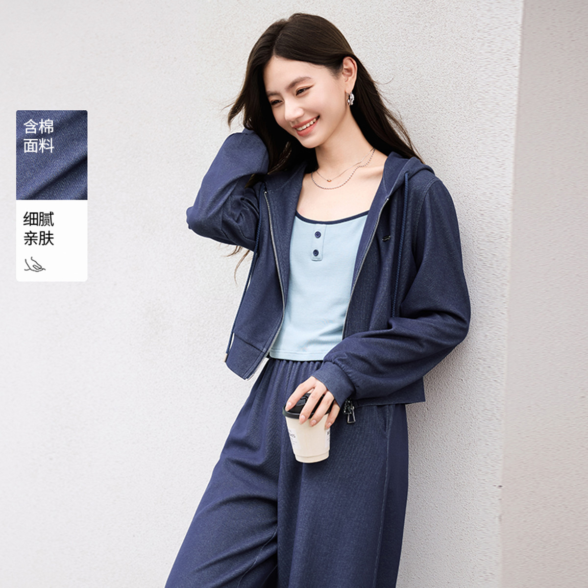 12440084.2025秋装连帽卫衣外套女短款休闲慵懒宽松开衫上衣
