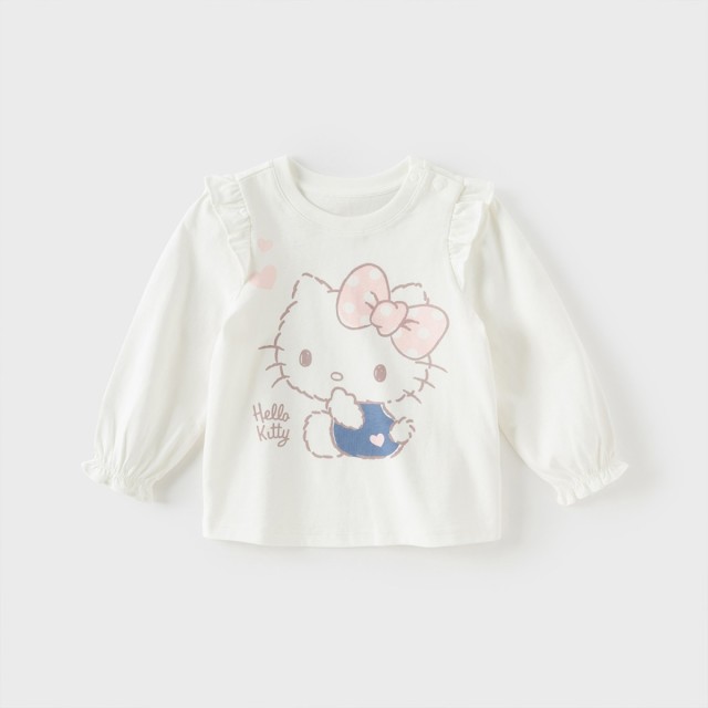 12442238.Hello Kitty联名戴维贝拉儿童T恤女童抗菌打底衫秋装上衣