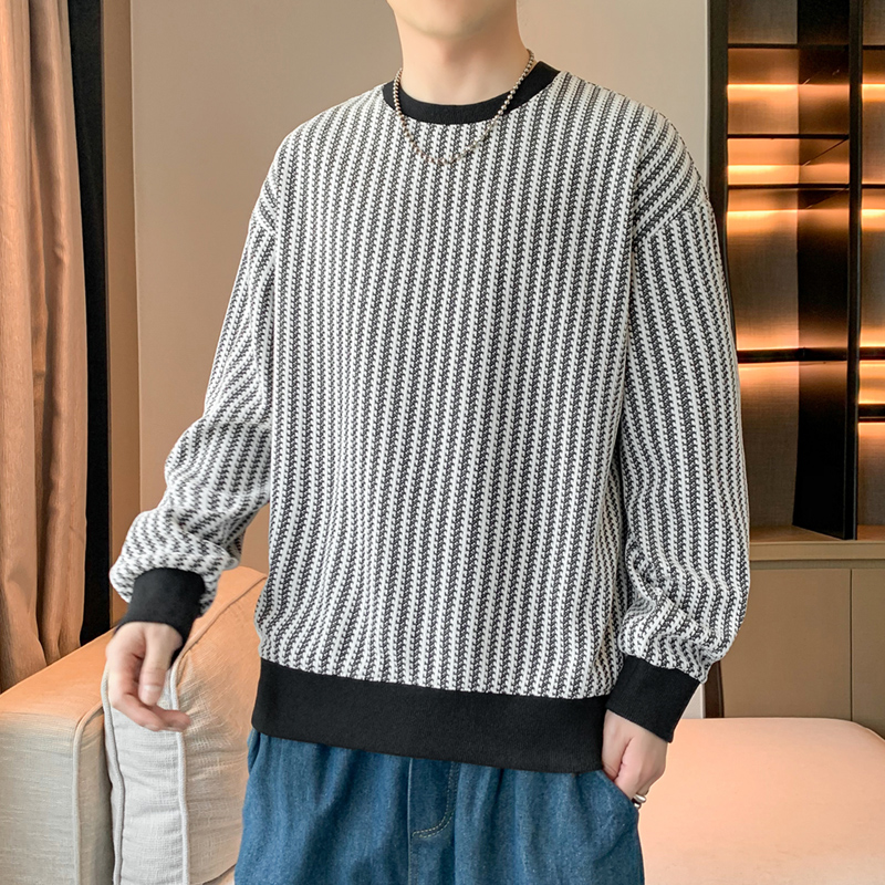 12439738.7-CHAOY秋冬新款男式圆领插肩竖纹潮牌长袖卫衣【7-CHAOY男装QD】