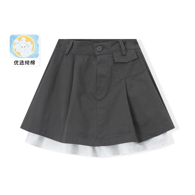 12445945.【防走光纯棉半身裙】女童A字形百褶裙2025初秋新款百搭短裙