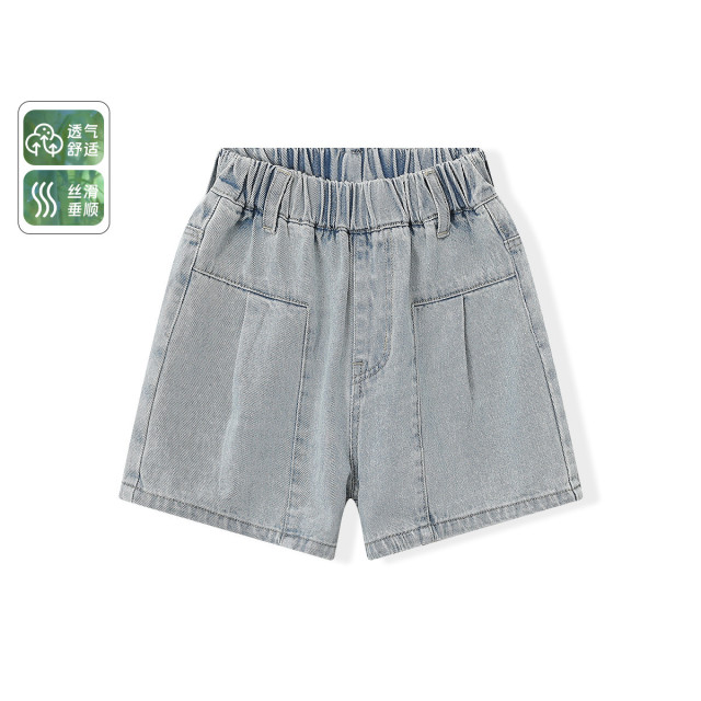 12445994.【惊天大长腿】女童牛仔短裤2025夏季新款松紧腰休闲直筒裤薄