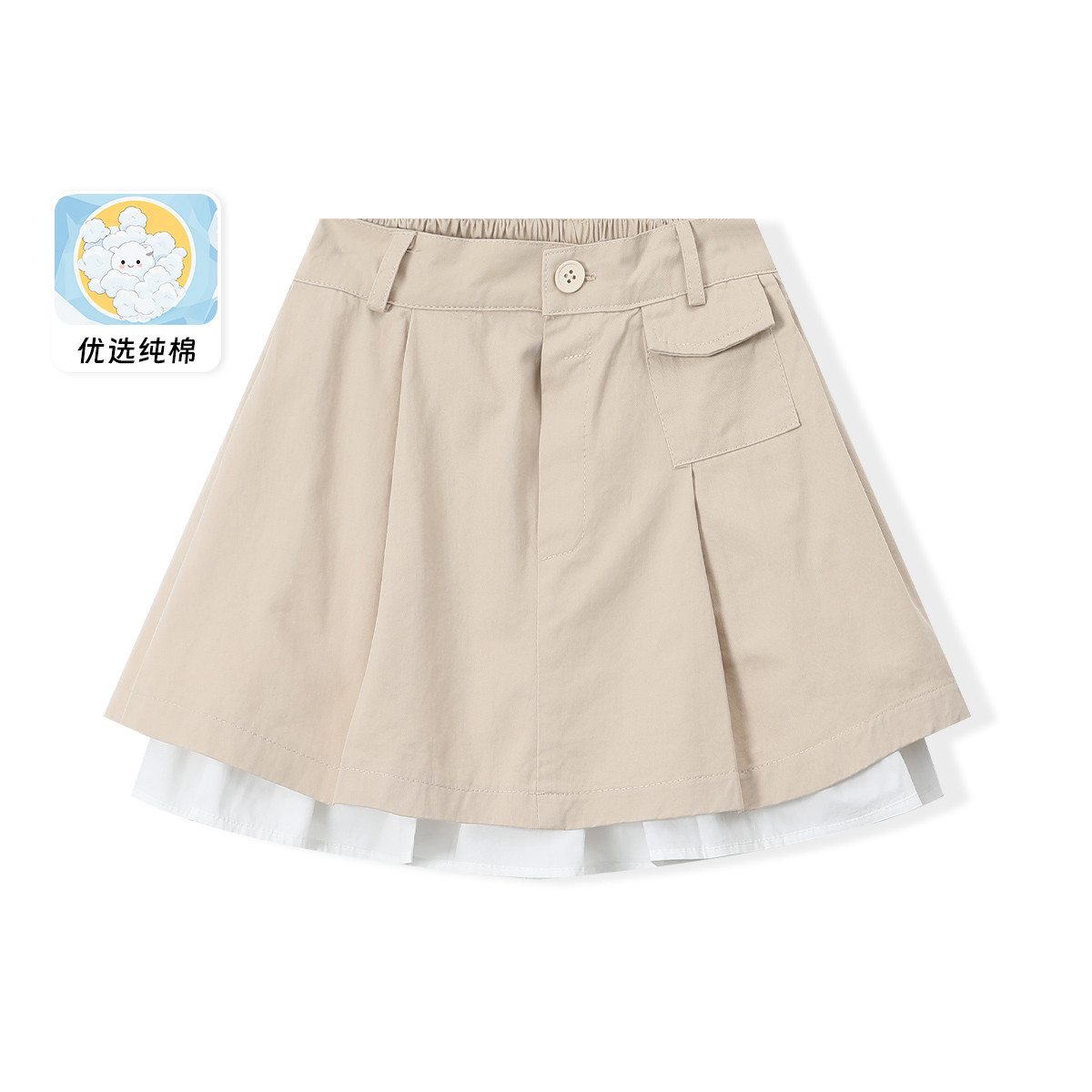12445945.【防走光纯棉半身裙】女童A字形百褶裙2025初秋新款百搭短裙