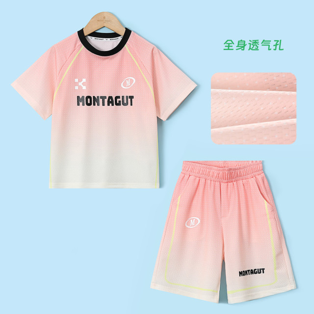 12445952.儿童套装2025夏季新款男童短袖T恤短裤两件套足球衣运动套装