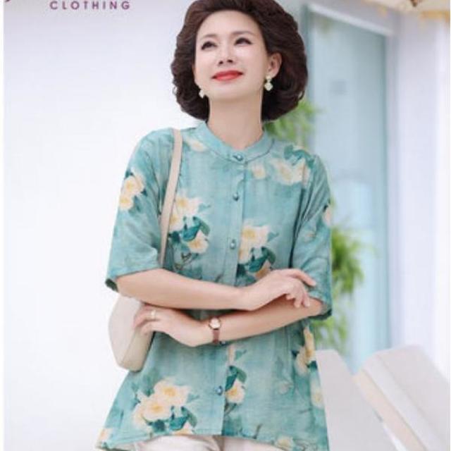 12455184.妈妈夏装气质薄款新款中老年短袖上衣中年夏季洋气