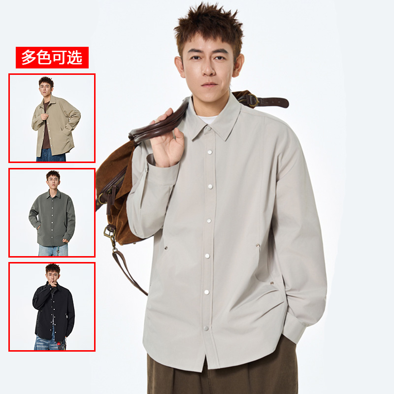 12456389.衣仕梵春秋新款男式港风复古潮牌长袖衬衫【衣仕梵男装QD】