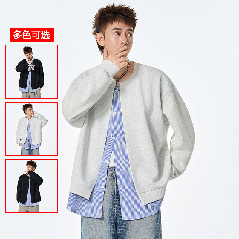 12456451.衣仕梵春秋新款男式开衫假两件文艺潮流百搭卫衣【衣仕梵男装QD】