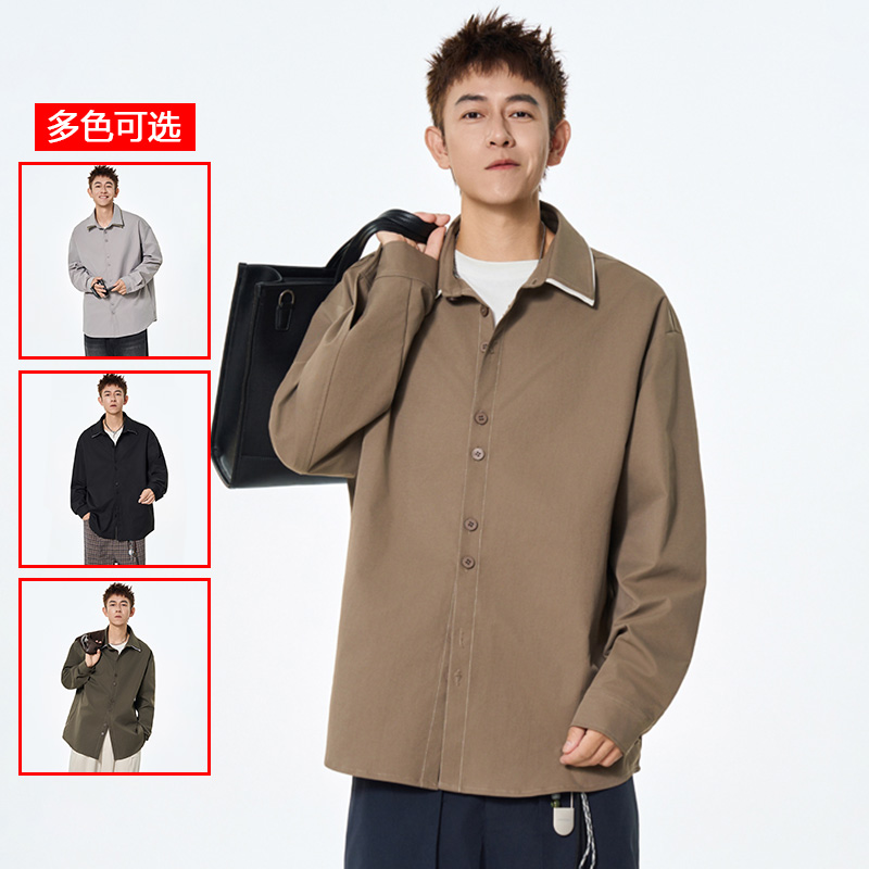 12456508.衣仕梵春秋新款男式双层领设计潮流复古百搭衬衫【衣仕梵男装QD】