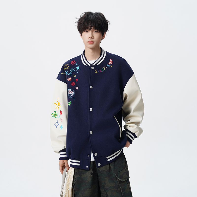 12456670.季婕秋冬新款男款刺绣高级感潮流情侣款棒球服【季婕男装QD】