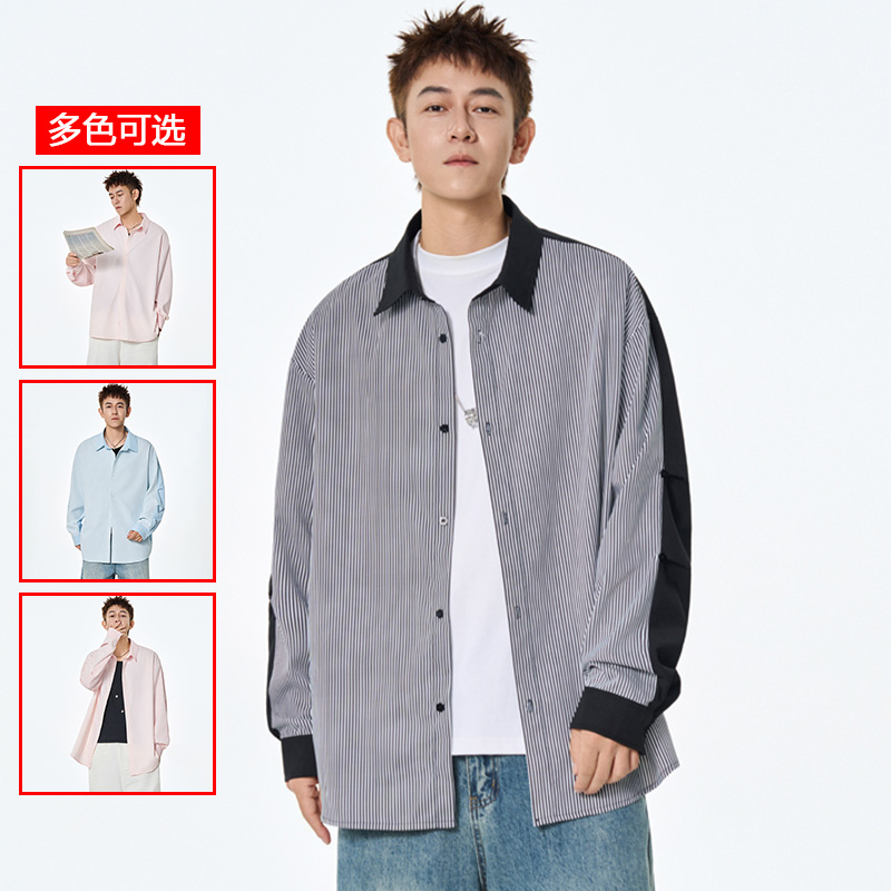 12456466.衣仕梵春秋新款男式竖条纹显瘦小众设计潮流衬衫【衣仕梵男装QD】