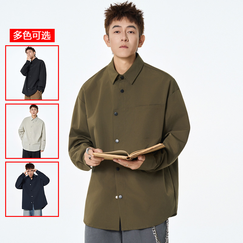 12456386.衣仕梵春秋新款男式工装港风复古潮牌长袖衬衫【衣仕梵男装QD】