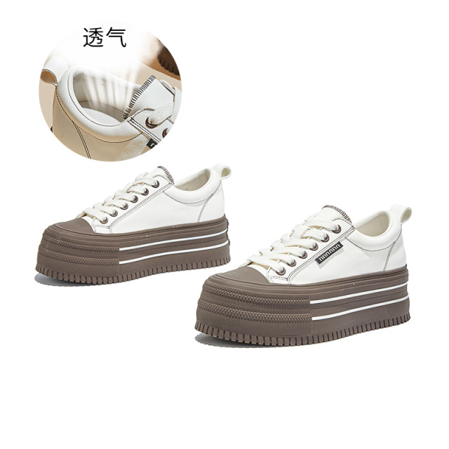 12456762.墨斯本头层牛皮小白鞋新款厚底饼干鞋百搭休闲时尚板鞋女款12135