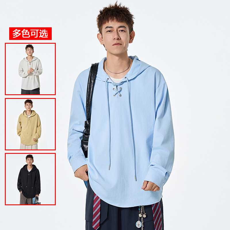 12456396.衣仕梵春秋新款男式绑带连帽青少年潮流百搭卫衣【衣仕梵男装QD】