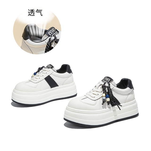 12456995.墨斯本吸膜底真皮小白鞋百搭厚底轻便舒适板鞋休闲鞋女款12167