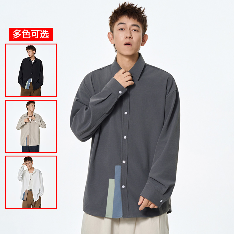 12456435.衣仕梵春秋新款男式潮流文艺港风宽松衬衫【衣仕梵男装QD】