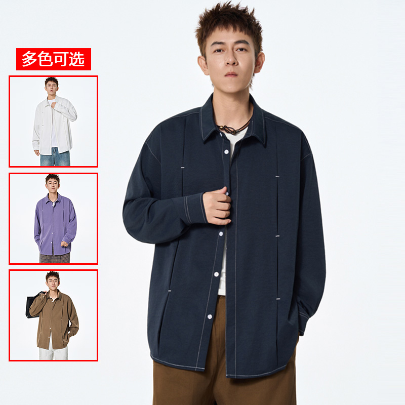 12456515.衣仕梵春秋新款男式潮流设计感宽松长袖衬衫【衣仕梵男装QD】