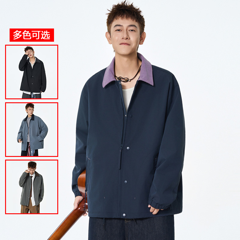 12456448.衣仕梵春秋新款男式港风撞色文艺复古潮流百搭夹克【衣仕梵男装QD】