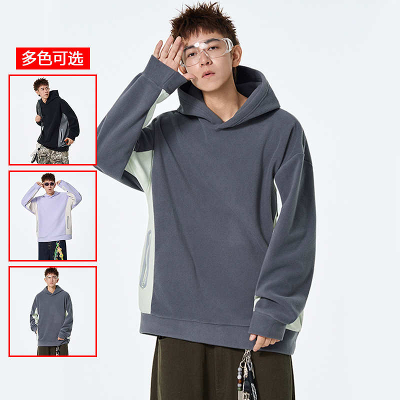 12456370.衣仕梵春秋新款男式摇粒绒宽松连帽潮流卫衣【衣仕梵男装QD】