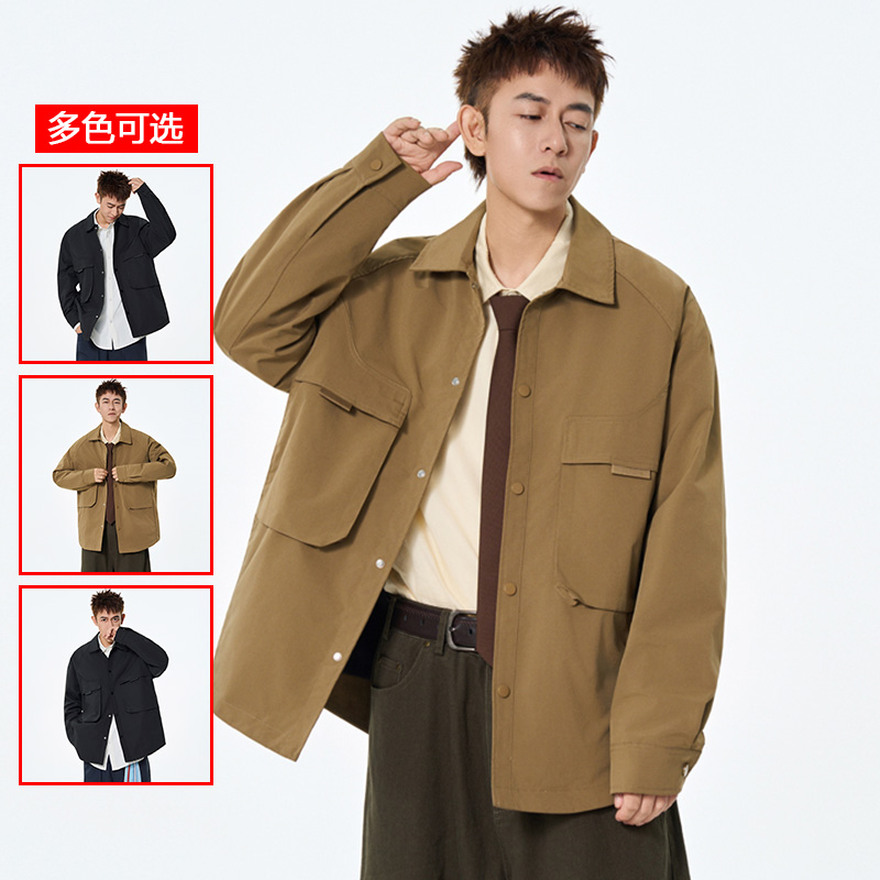 12456442.衣仕梵春秋新款男式港风翻领工装潮流设计感夹克【衣仕梵男装QD】