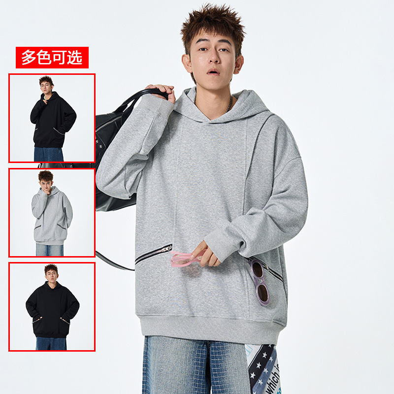12456474.衣仕梵春秋新款男式连帽拉链设计宽松潮流卫衣【衣仕梵男装QD】