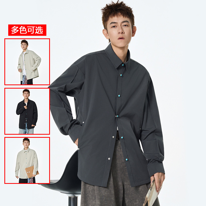 12456390.衣仕梵春秋新款男式宽松韩版潮流设计感百搭衬衫【衣仕梵男装QD】