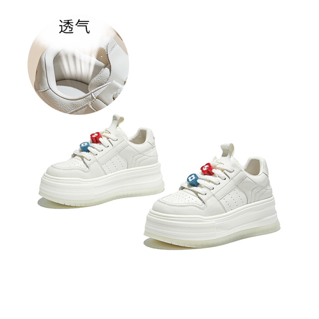 12456763.墨斯本新款吸膜底真皮小白鞋厚底板鞋百搭时尚休闲鞋女款12136