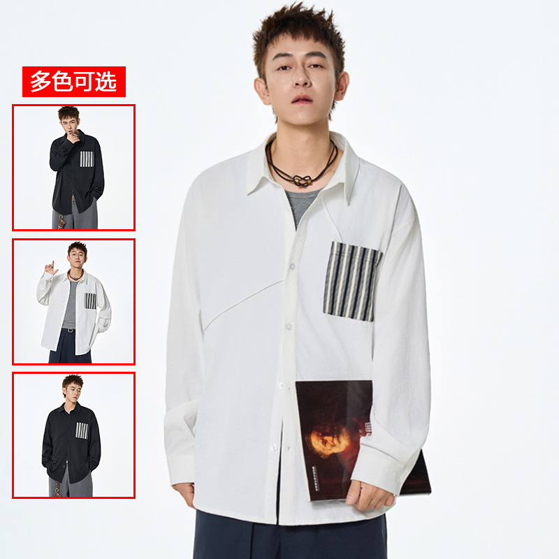 12456436.衣仕梵春秋新款男式潮流宽松长袖衬衫【衣仕梵男装QD】
