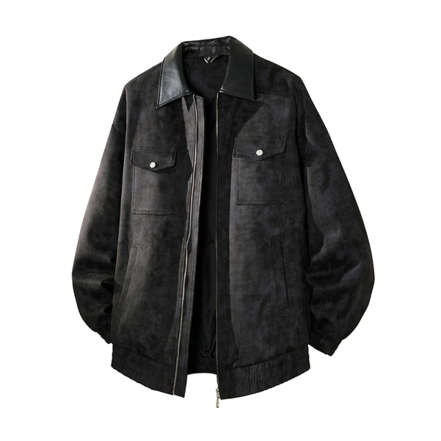 12456628.季婕春秋新款男款麂皮绒翻领潮流百搭夹克【季婕男装QD】