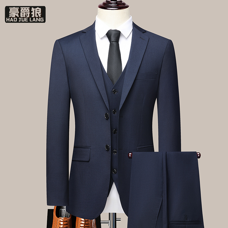12469273.西服西裤马甲三件套商务商务职业正装西装套装婚礼新郎伴郎服