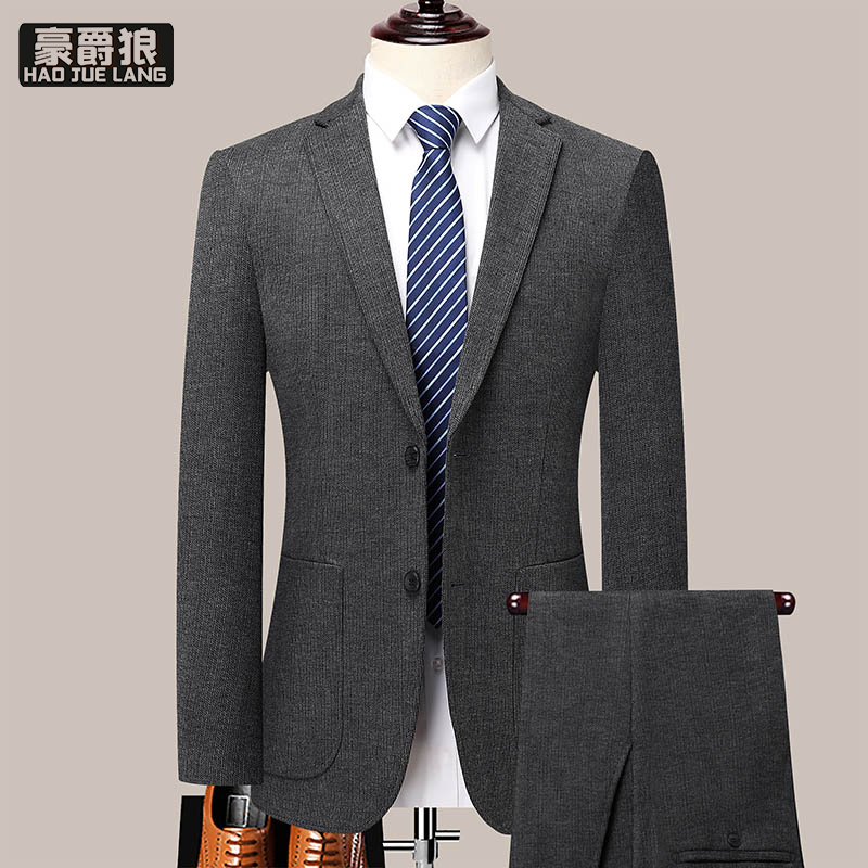 12469295.西装男套装中年爸爸商务休闲单西外套结婚礼服岳父西服两件套