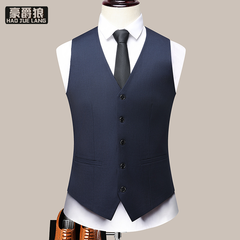 12469283.西装马甲男士背心春秋商务正装修身职业工装新郎结婚黑色西服马夹