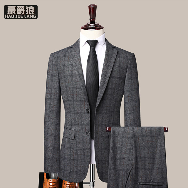 12469261.西服套装男修身职业正装西装套装休闲商务伴郎新郎服结婚礼服男装