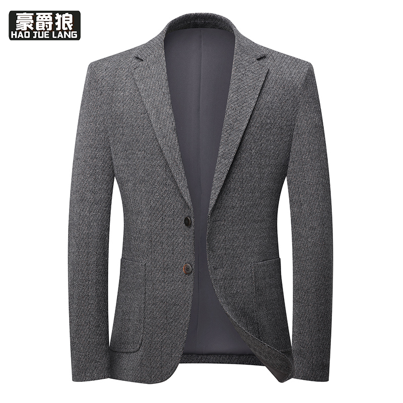12469220.商务休闲西服春秋季新款男士爸爸西装商务高端羊毛免烫外套