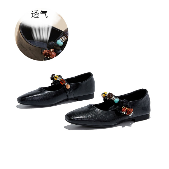 12465826.墨斯本头层羊皮鞋垫玛丽珍鞋新款不累脚休闲时尚单鞋女款12153