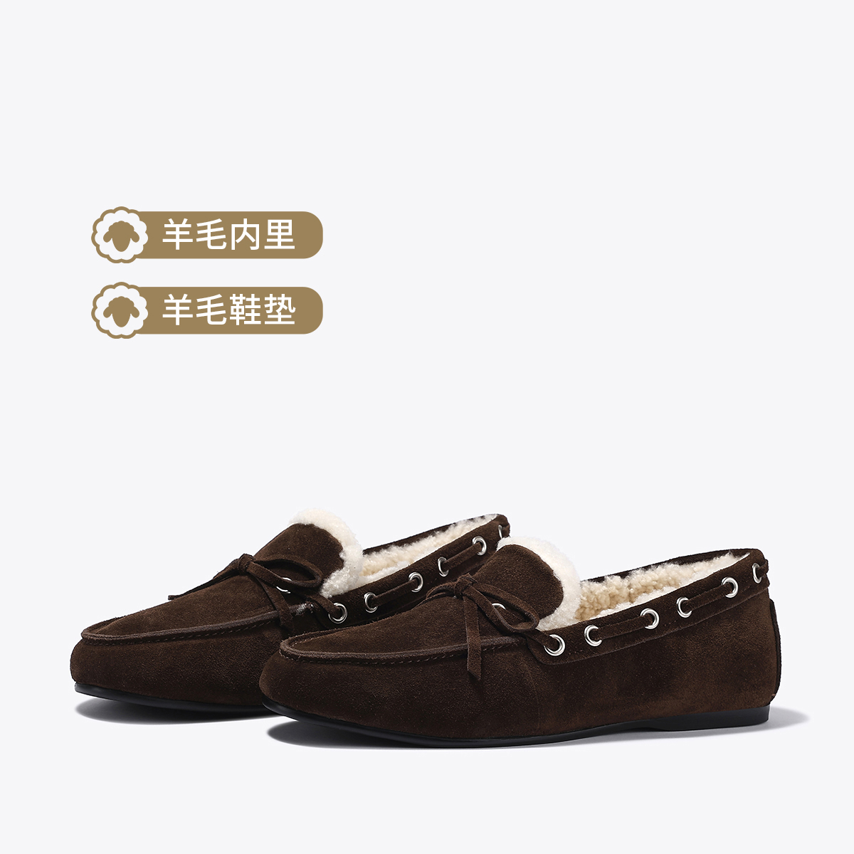 12471546.BellaLily2025秋季新款复古做旧一脚蹬加绒牛皮单鞋女小众乐福鞋
