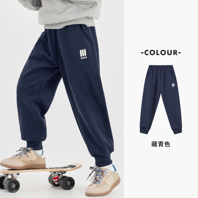 13310871.男童裤子2026春秋款印花LOGO儿童针织华棉休闲卫裤中大童运动长裤