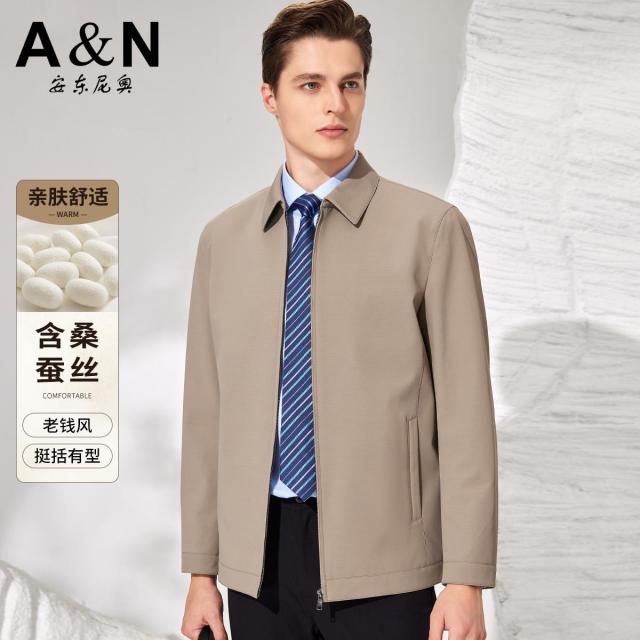 12476291.【含桑蚕丝 老钱风】轻奢商务夹克男春秋舒适挺括易打理休闲外套