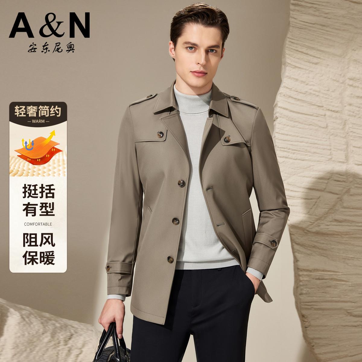 12476304.【轻奢简约】秋季经典翻领休闲风衣男挺括有型保暖舒适外套