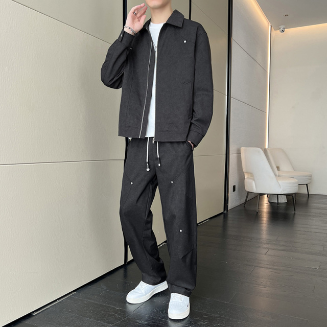 12479131.七玻威春秋新款男款M-8XL潮流开衫青少年休闲套装【七玻威男装QD】