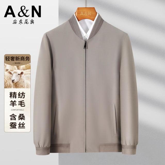 12480495.【轻奢商务】棒球领夹克男精纺羊毛温暖舒适简约易打理外套