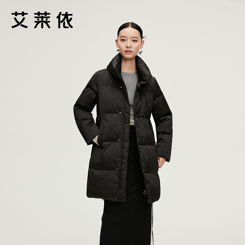 12491580.【商场同款】艾莱依国风新立领大气中式提花鸭绒长款羽绒服