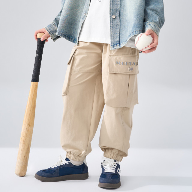12489785.【立体口袋工装裤】男童束脚裤2025春秋新款中大童酷帅休闲裤