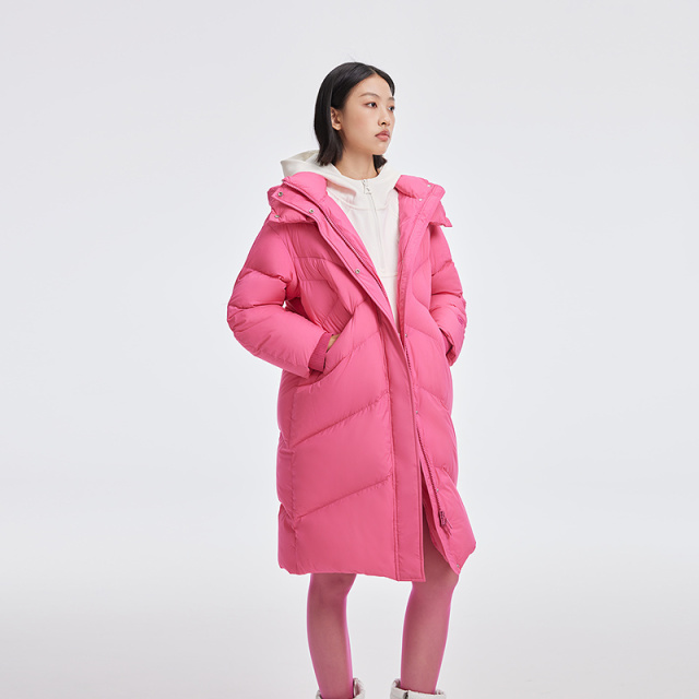 12491557.【商场同款】艾莱依时尚高充加厚泡芙羽绒服女长款可脱卸连帽鸭绒服外套