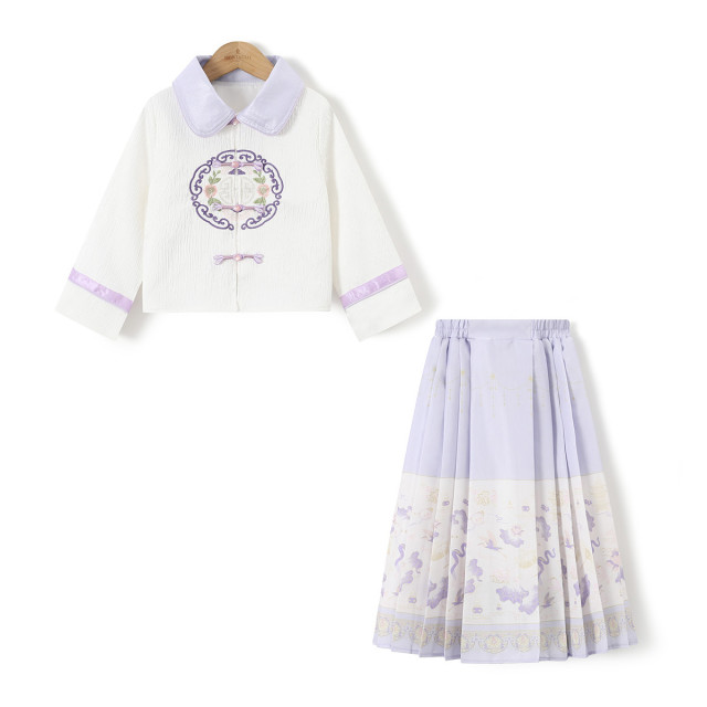 12489806.【新中式马面裙套装】女童25秋装国风汉服唐装古风两件套