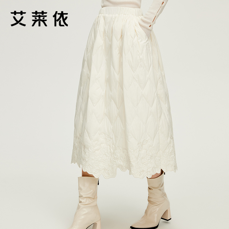 12491570.【商场同款】艾莱依新中式蝴蝶绣花鸭绒半身裙东方韵味羽绒裤