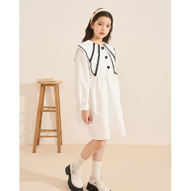 12489756.【爱心娃娃领连衣裙】2025春秋女大童韩版洋气网红公主裙