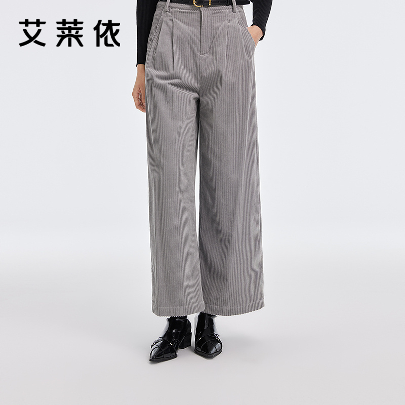12491568.【商场同款】艾莱依灯芯绒阔腿直充潮流鸭绒冬季保暖羽绒裤