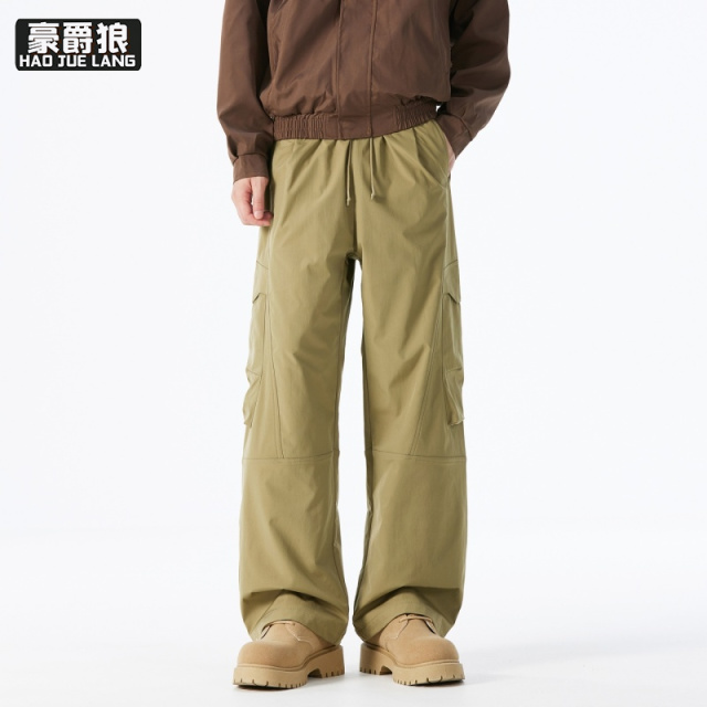 12497649.工装裤子男新款秋季宽松直筒长裤潮流百搭美式运动休闲阔腿裤