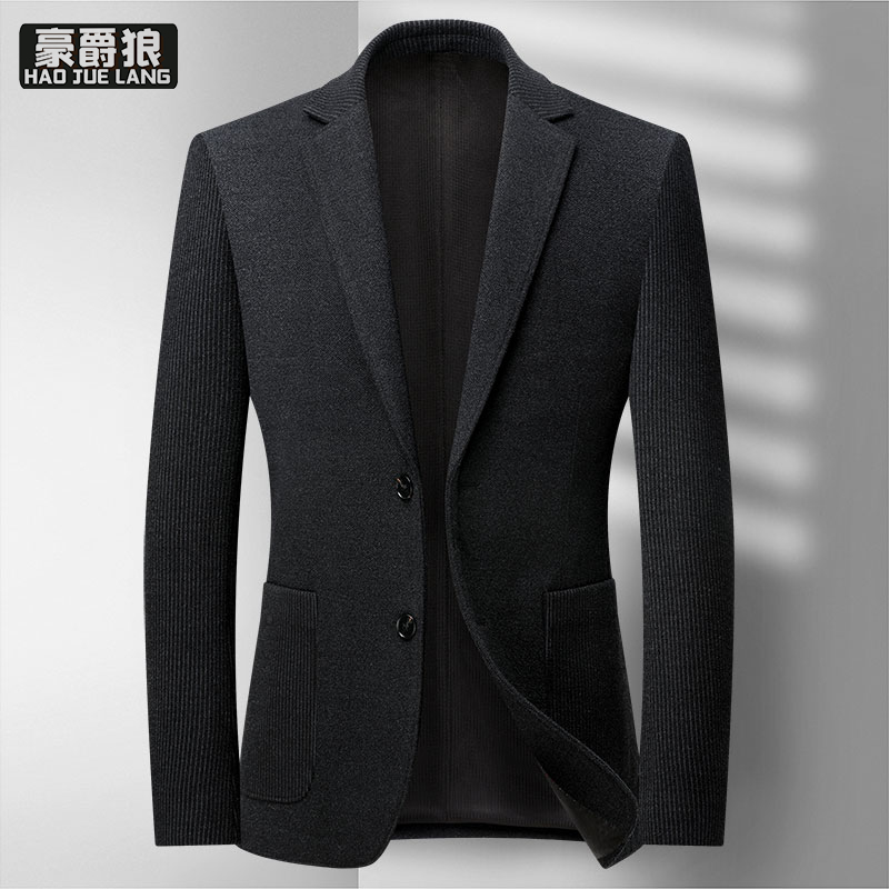 12497610.秋季新款弹力西装中青年修身休闲西服男商务单西外套男装上衣