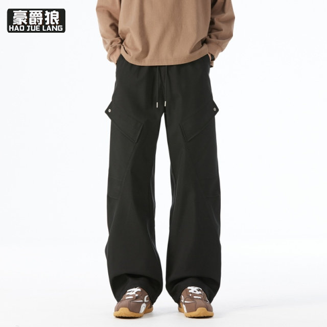 12497630.美式复古工装长裤男款秋季解构设计伞兵裤宽松直筒运动休闲裤