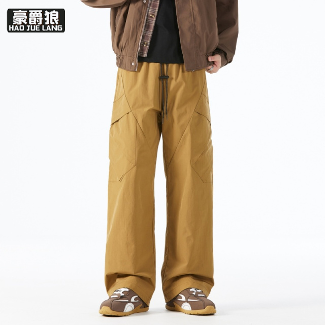 12497650.工装裤子男士新款春秋季宽松直筒长裤潮流百搭美式休闲阔腿裤